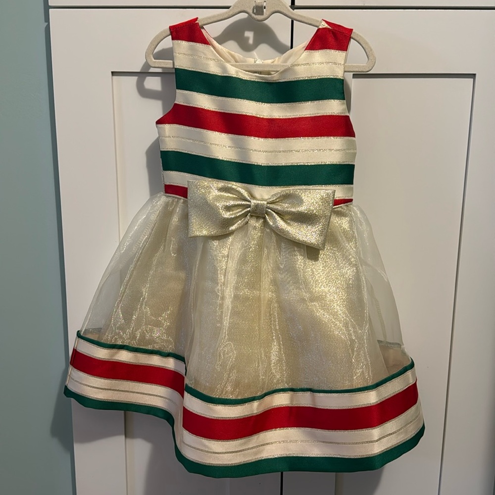Bonnie Jean Gold, Red, & Green Toddler Dress